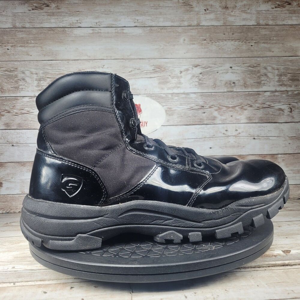 Galls Men Size 11.5W Black Patent Leather Duty Boots Combat 7 Eyelet Boots